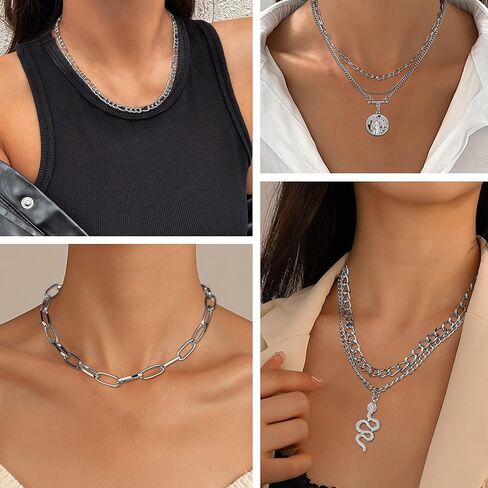 Sanfenly 9 قطع ذهبية الطبقات سلسلة قلادة مجموعة متعددة الطبقات قفل عملة فراشة ثعبان القمر القلب قلادة قلادة مكتنزة ربط قلادة قلادة للنساء في سن المراهقة الفتيات المجوهرات in Kuwait