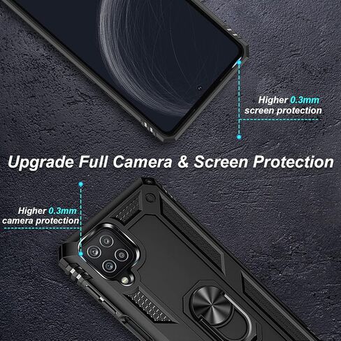 for Galaxy A12 Case, Samsung A12 Case with Belt Clip Holster Ring Holder, Military Grade Protection Cover[Fit for Magnetic Car Mount] Shockproof Case for A12 (Black) in Saudi Arabia