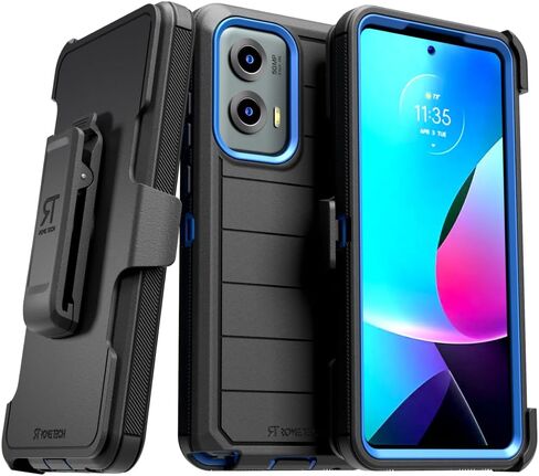 حافظة لهاتف Moto G Stylus 5G (2024) مزودة بمشبك حزام ومسند، حافظة هاتف واقية مزدوجة الطبقات مقاومة للصدمات بدون شاشة لهاتف Moto G Stylus 5G - أسود وبرتقالي in Saudi Arabia