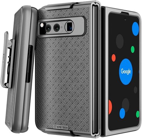 for Google Pixel Fold Case with Belt Clip Holster, Kickstand Slim Cover Phone Case for Pixel Fold - Black (Lines) in Saudi Arabia