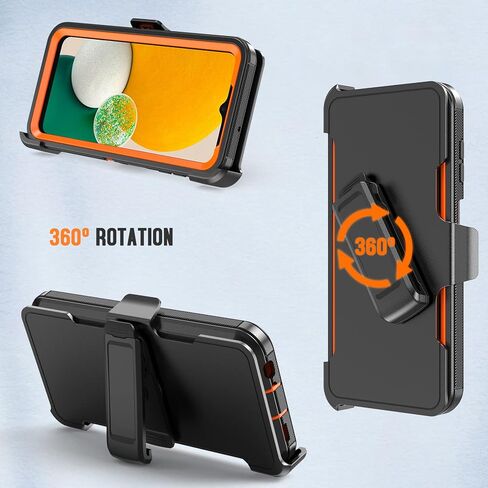Designed for Samsung Galaxy A13 5G Case with Belt Clip & Kickstand, Full-Body Triple Layers Rugged Case with Screen Protector for Samsung Galaxy A13 5G 6.5 inch Phone (Black+Orange) in Saudi Arabia