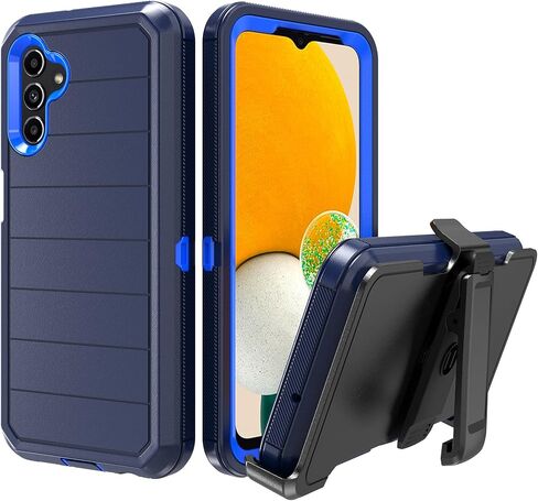 Designed for Samsung Galaxy A13 5G Case with Belt Clip & Kickstand, Full-Body Triple Layers Rugged Case with Screen Protector for Samsung Galaxy A13 5G 6.5 inch Phone (Black+Orange) in Saudi Arabia