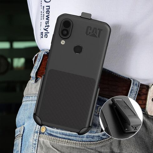 Holster for CAT S62, Nakedcellphone Black [Rotating/Ratchet] Belt Clip Holder Case [with Kickstand] Compatible with Caterpillar CAT S62 Pro Phone in Saudi Arabia