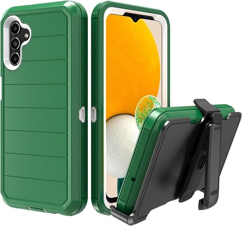 Designed for Samsung Galaxy A13 5G Case with Belt Clip & Kickstand, Full-Body Triple Layers Rugged Case with Screen Protector for Samsung Galaxy A13 5G 6.5 inch Phone (Black+Orange) in Saudi Arabia