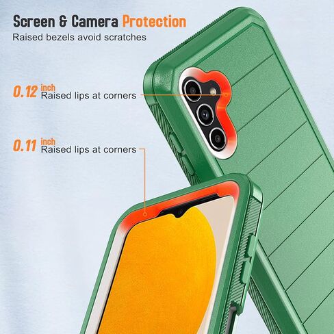 Designed for Samsung Galaxy A13 5G Case with Belt Clip & Kickstand, Full-Body Triple Layers Rugged Case with Screen Protector for Samsung Galaxy A13 5G 6.5 inch Phone (Black+Orange) in Saudi Arabia