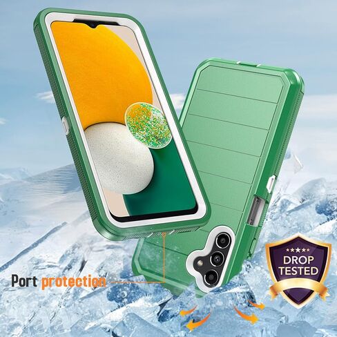 Designed for Samsung Galaxy A13 5G Case with Belt Clip & Kickstand, Full-Body Triple Layers Rugged Case with Screen Protector for Samsung Galaxy A13 5G 6.5 inch Phone (Black+Orange) in Saudi Arabia