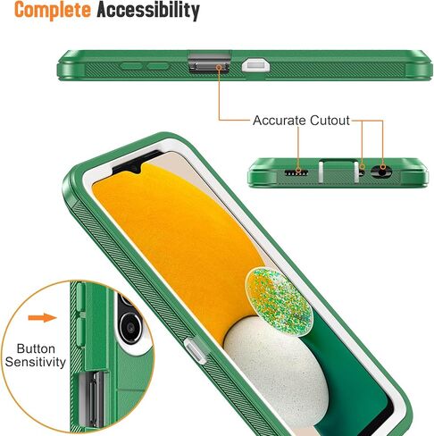 Designed for Samsung Galaxy A13 5G Case with Belt Clip & Kickstand, Full-Body Triple Layers Rugged Case with Screen Protector for Samsung Galaxy A13 5G 6.5 inch Phone (Black+Orange) in Saudi Arabia