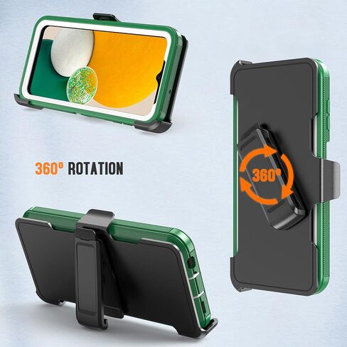 Designed for Samsung Galaxy A13 5G Case with Belt Clip & Kickstand, Full-Body Triple Layers Rugged Case with Screen Protector for Samsung Galaxy A13 5G 6.5 inch Phone (Black+Orange) in Saudi Arabia