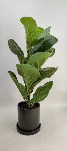 Artificial Green Plant 22" H Fiddle Leaf Tree with Black Ceramic Pot Indoor & Outdoor Decoration (Fiddle Leaf) in Saudi Arabia