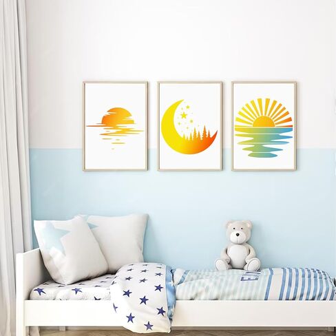 Sun Moon Stencils for Painting on Wood Wall Crafts Reusable Clound Moon Sunrise Cat Stencil Art Paint on Wall Canvas Pattern Paint Stencils for Card Making Fabric Shirt Furniture (12 Sun-2) in Saudi Arabia