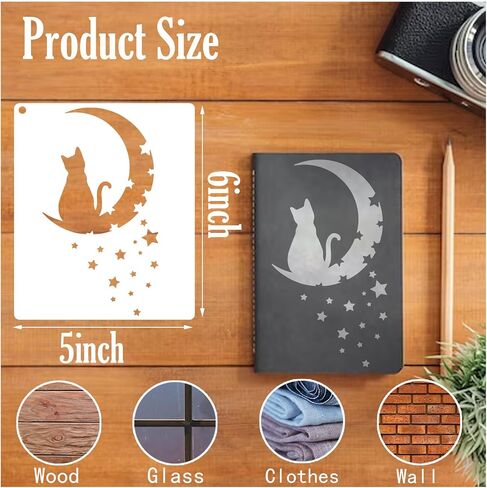 Sun Moon Stencils for Painting on Wood Wall Crafts Reusable Clound Moon Sunrise Cat Stencil Art Paint on Wall Canvas Pattern Paint Stencils for Card Making Fabric Shirt Furniture (12 Sun-2) in Saudi Arabia