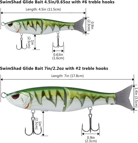 Bassdash SwimShad Glide Baits Jointed Swimbait Bass Pike Salmon Trout Muskie Fishing Lure,3-Pack in Saudi Arabia