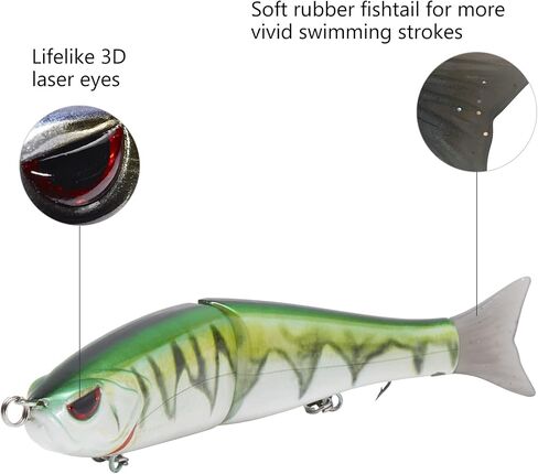 Bassdash SwimShad Glide Baits Jointed Swimbait Bass Pike Salmon Trout Muskie Fishing Lure,3-Pack in Saudi Arabia