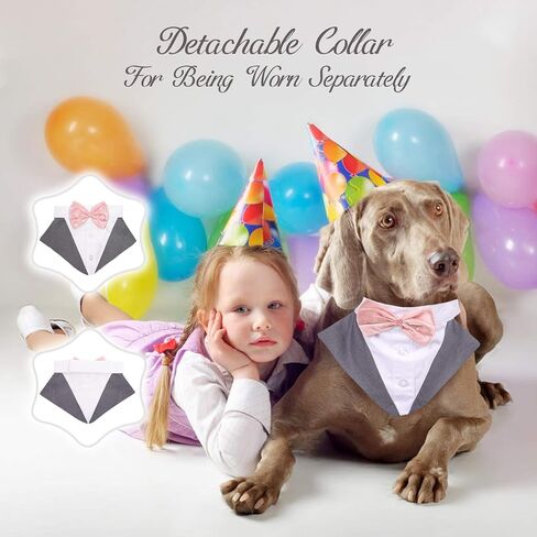 ROZKITCH Dog Costume, Dog Tuxedo Costume with Collar Bandana Bow Tie Set for Wedding, Pet Tuxedo Suit for Large Dog, Formal Party Shirt Halloween Birthday Cosplay Elegant Dog Apparel Gray in Saudi Arabia
