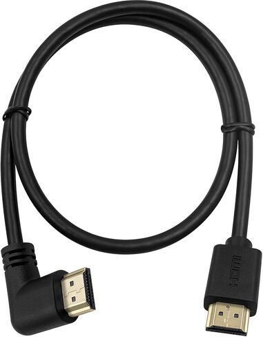Poyiccot HDMI 2.0 Male to Male Cable 90 Degree, 2 Feet / 60cm Gold Plated High Speed HDMI Male to Male Left Angle Cable 60Hz, 4K * 2K (M/M Left) in Saudi Arabia
