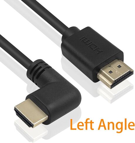 Poyiccot HDMI 2.0 Male to Male Cable 90 Degree, 2 Feet / 60cm Gold Plated High Speed HDMI Male to Male Left Angle Cable 60Hz, 4K * 2K (M/M Left) in Saudi Arabia