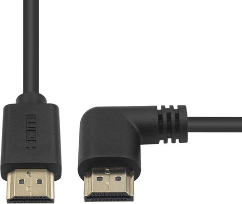 Poyiccot HDMI 2.0 Male to Male Cable 90 Degree, 2 Feet / 60cm Gold Plated High Speed HDMI Male to Male Left Angle Cable 60Hz, 4K * 2K (M/M Left) in Saudi Arabia