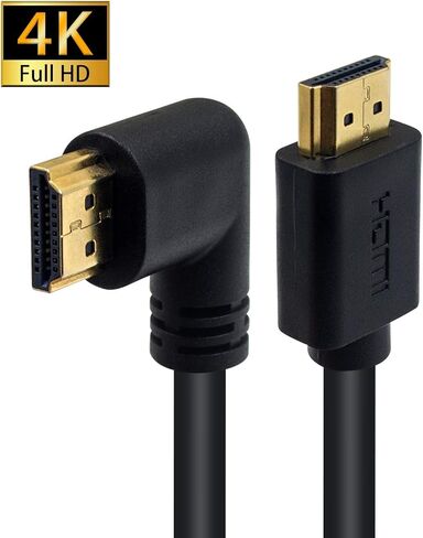 Poyiccot HDMI 2.0 Male to Male Cable 90 Degree, 2 Feet / 60cm Gold Plated High Speed HDMI Male to Male Left Angle Cable 60Hz, 4K * 2K (M/M Left) in Saudi Arabia