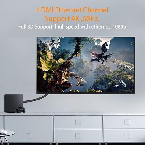 Poyiccot HDMI 2.0 Male to Male Cable 90 Degree, 2 Feet / 60cm Gold Plated High Speed HDMI Male to Male Left Angle Cable 60Hz, 4K * 2K (M/M Left) in Saudi Arabia