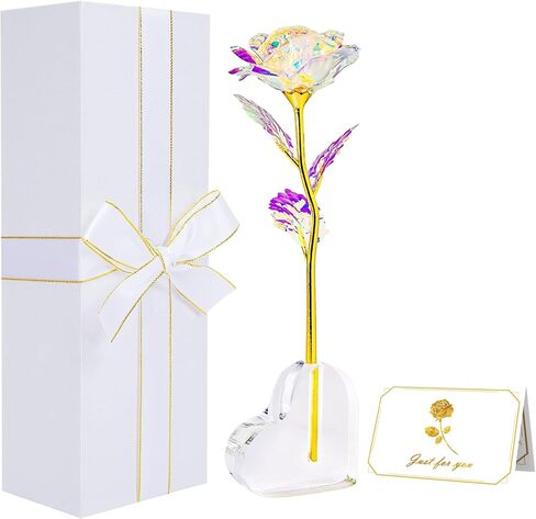 Rose Flower Gifts for Women-Colorful Rainbow Artificial Flower Rose with Love Base-Valentines Wedding Anniversary Birthday Gifts for Women Mom Grandma Wife in Saudi Arabia