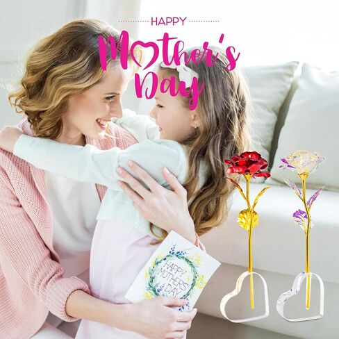 Rose Flower Gifts for Women-Colorful Rainbow Artificial Flower Rose with Love Base-Valentines Wedding Anniversary Birthday Gifts for Women Mom Grandma Wife in Saudi Arabia