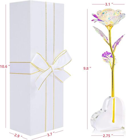 Rose Flower Gifts for Women-Colorful Rainbow Artificial Flower Rose with Love Base-Valentines Wedding Anniversary Birthday Gifts for Women Mom Grandma Wife in Saudi Arabia