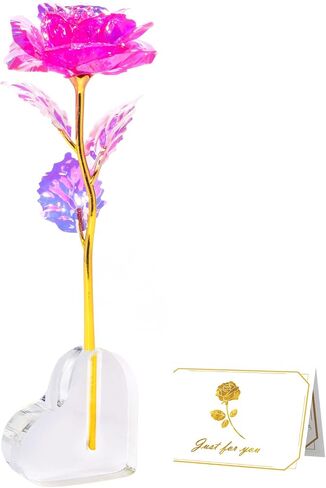 Rose Flower Gifts for Women-Colorful Rainbow Artificial Flower Rose with Love Base-Valentines Wedding Anniversary Birthday Gifts for Women Mom Grandma Wife in Saudi Arabia