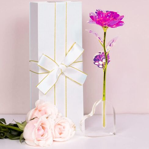 Rose Flower Gifts for Women-Colorful Rainbow Artificial Flower Rose with Love Base-Valentines Wedding Anniversary Birthday Gifts for Women Mom Grandma Wife in Saudi Arabia