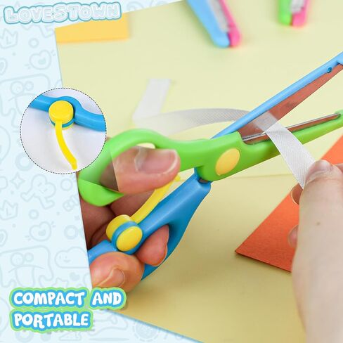 LovesTown 8PCS Preschool Training Scissors, Dual-Color Children Safety Scissors Art Craft Scissors Pre-School Training Scissors in Saudi Arabia