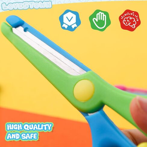 LovesTown 8PCS Preschool Training Scissors, Dual-Color Children Safety Scissors Art Craft Scissors Pre-School Training Scissors in Saudi Arabia