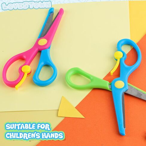 LovesTown 8PCS Preschool Training Scissors, Dual-Color Children Safety Scissors Art Craft Scissors Pre-School Training Scissors in Saudi Arabia