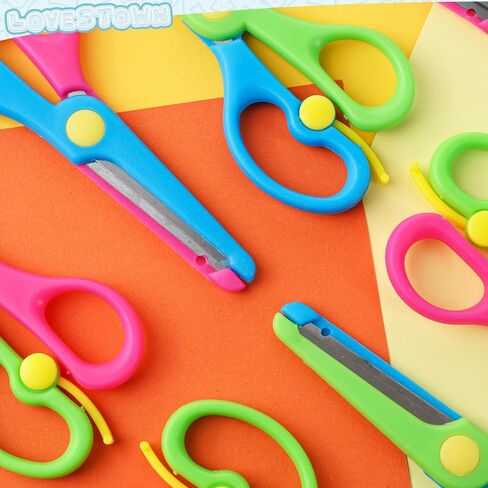 LovesTown 8PCS Preschool Training Scissors, Dual-Color Children Safety Scissors Art Craft Scissors Pre-School Training Scissors in Saudi Arabia