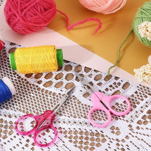 2 Pieces Mini Detail Scissors Stainless Steel Yarn Scissors Precision Straight Fine Tips Design Scissors Small Scissors All Purpose with Protective Cover for Paper Cutting Sewing Crafts Making(Pink) in Saudi Arabia