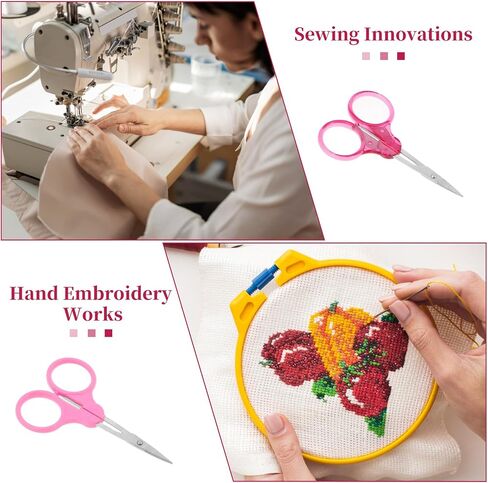 2 Pieces Mini Detail Scissors Stainless Steel Yarn Scissors Precision Straight Fine Tips Design Scissors Small Scissors All Purpose with Protective Cover for Paper Cutting Sewing Crafts Making(Pink) in Saudi Arabia