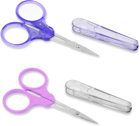2 Pieces Mini Detail Scissors Stainless Steel Yarn Scissors Precision Straight Fine Tips Design Scissors Small Scissors All Purpose with Protective Cover for Paper Cutting Sewing Crafts Making(Pink) in Saudi Arabia