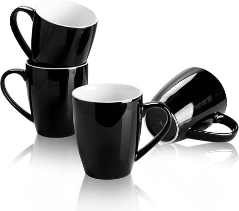 Sweese Porcelain Coffee Mugs - 16 Ounce (Top to the Rim) for Coffee, Latte, Tea, Cocoa, Set of 4, Black in Kuwait