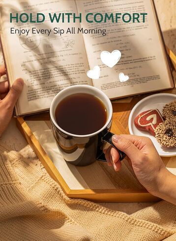 Sweese Porcelain Coffee Mugs - 16 Ounce (Top to the Rim) for Coffee, Latte, Tea, Cocoa, Set of 4, Black in Kuwait