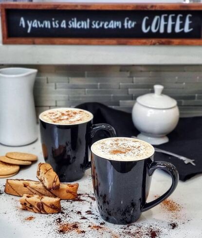 Sweese Porcelain Coffee Mugs - 16 Ounce (Top to the Rim) for Coffee, Latte, Tea, Cocoa, Set of 4, Black in Kuwait