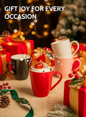 Sweese Porcelain Coffee Mugs - 16 Ounce (Top to the Rim) for Coffee, Latte, Tea, Cocoa, Set of 4, Black in Kuwait