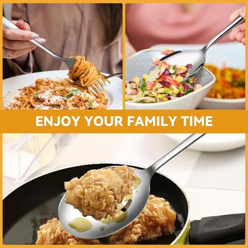 Serving Utensils Set for Partie, Silver Stainless Steel Metal Serveware Large Serving Spoons, Slotted Spoons, Forks, Tongs, Soup and Skimmer Spoon, Cake Server for Buffet, Catering, Entertaining 15pcs in Saudi Arabia