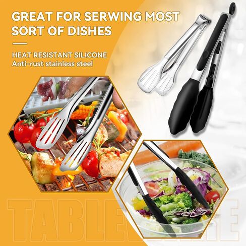 Serving Utensils Set for Partie, Silver Stainless Steel Metal Serveware Large Serving Spoons, Slotted Spoons, Forks, Tongs, Soup and Skimmer Spoon, Cake Server for Buffet, Catering, Entertaining 15pcs in Saudi Arabia