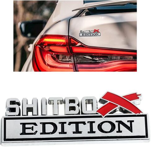 VAGURFO Alloy Shitbox Edition Emblems,Car Emblem Badge 3D Sticker Decal,3D Fender Sticker Badge Nameplate Decal Stickers Replacement Compatible with Most Car Truck SUV(Black) in Saudi Arabia