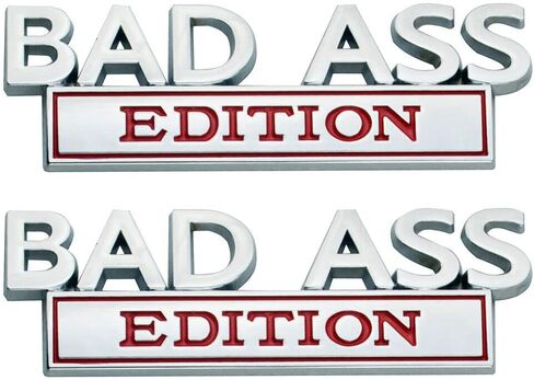 2 حزمة من ملصقات Bad Ass Edition Emblem 3D Metal Badass Badge مع شريط بديل 3M للسيارات والشاحنات والدراجات النارية والقوارب وأجهزة الكمبيوتر المحمولة (أسود فضي) in Kuwait