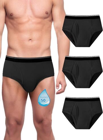 ملابس داخلية رجالية لسلس البول، ملابس داخلية مقاومة للتسرب قابلة للغسل للرجال، 50 مل، 3 عبوات (XX-Large، رمادي داكن/أخضر/أزرق) in Kuwait