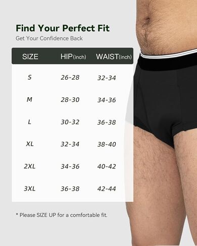 ملابس داخلية رجالية لسلس البول، ملابس داخلية مقاومة للتسرب قابلة للغسل للرجال، 50 مل، 3 عبوات (XX-Large، رمادي داكن/أخضر/أزرق) in Kuwait