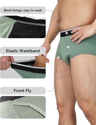 Mens Incontinence Briefs Underwear Washable Leak Proof Underwear for Men 50ml Absorbency 3 Pack(XX-Large, Dark Grey/Green/Blue) in Saudi Arabia