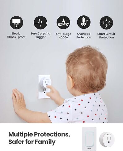 Remote Control Outlet Plug Switch, Buckle Design & Removable Wireless Light Switch, No Wiring Needed, 300 ft, 15A/1500W, Programmable, for Household Appliances in Kuwait