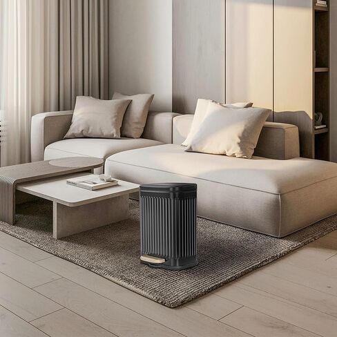 سلة مهملات المطبخ TWT مع غطاء ودواسة قدم، سلة قمامة صغيرة من الفولاذ المقاوم للصدأ سعة 6 لتر/1.6 جالون مع دلو داخلي قابل للإزالة وإغلاق ناعم لغرفة المعيشة والحمام وغرفة النوم (أسود) in Kuwait