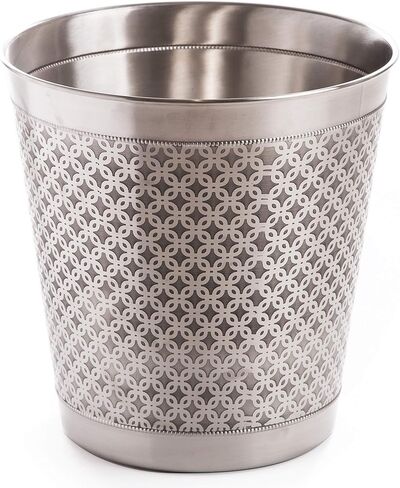 BINO Metal Waste Basket for Home, Office, Bathroom, Dorm, Kitchen and More - Trash Can Bin for Bedroom - Desk Trash Can - Room Trash Can - Home Essentials in Kuwait