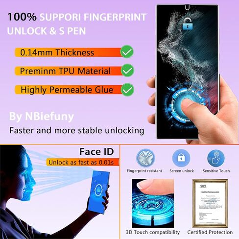 [عبوتان + 2] واقي شاشة للخصوصية Samsung Galaxy S22 Ultra + واقي عدسة الكاميرا، واقي شاشة مرن للخصوصية [ليس زجاجًا] [يدعم بصمة الإصبع] [تغطية كاملة] in Kuwait